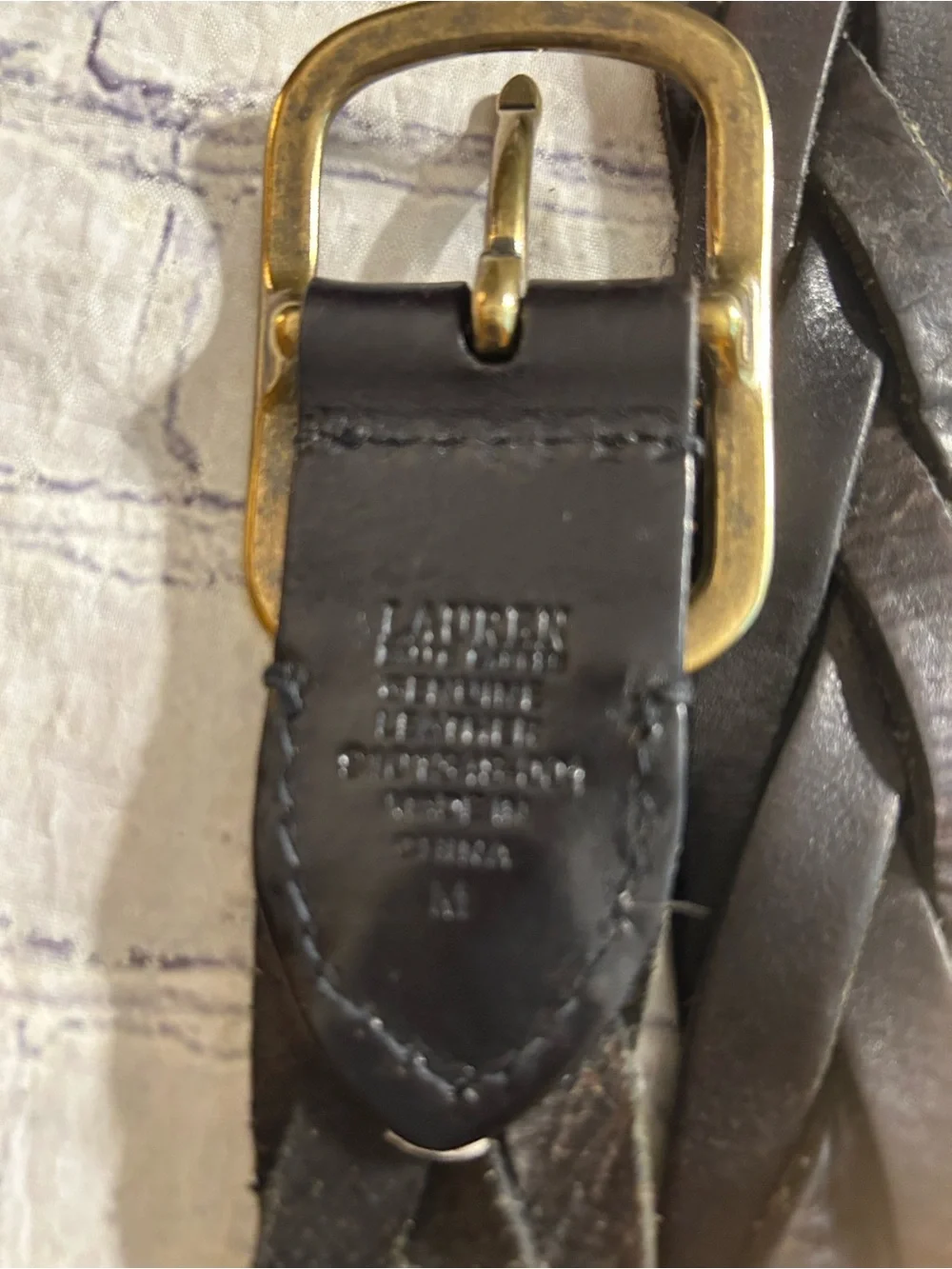 LAUREN RALPH LAUREN (2) BELTS BRAIDED CHUNKY ESPRESSO & PREPPY TAN/NAVY STRETCH